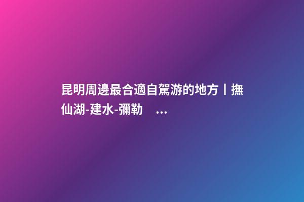 昆明周邊最合適自駕游的地方丨撫仙湖-建水-彌勒，人少景美的秘境